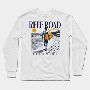 Vintage Surfing Reef Road, Palm Beach, Florida // Retro Surfer Sketch // Surfer's Paradise Long Sleeve T-Shirt